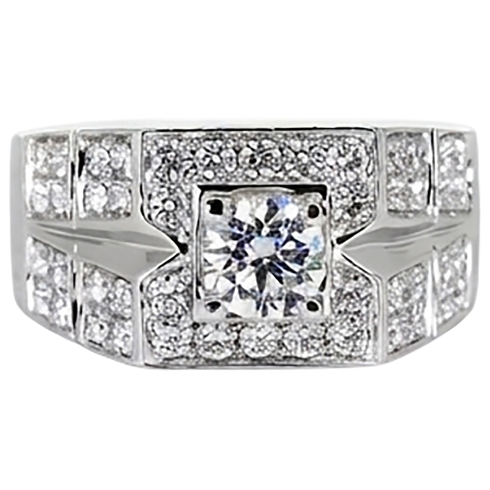 3 Carats Round Natural Earth Mined Diamond Anniversary Mens Ring White Gold 14K