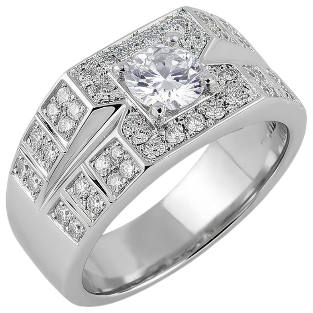 3 Carats Round Natural Earth Mined Diamond Anniversary Mens Ring White Gold 14K