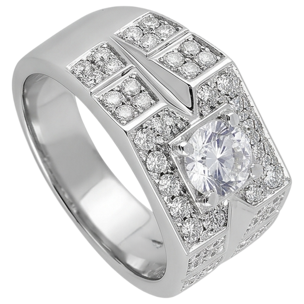 3 Carats Round Natural Earth Mined Diamond Anniversary Mens Ring White Gold 14K