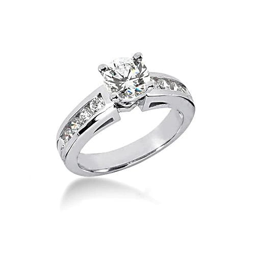 3 Carats Round Real Diamond Engagement Ring Set