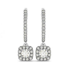 3 Carats Round Real Diamonds Hanging Dangle Pair Earrings White 14K