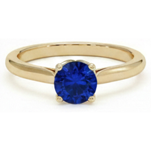 3 Carats Round Solitaire Ring Sri Lankan Sapphire Yellow Gold 14K