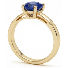 3 Carats Round Solitaire Ring Sri Lankan Sapphire Yellow Gold 14K