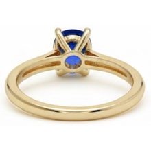3 Carats Round Solitaire Ring Sri Lankan Sapphire Yellow Gold 14K