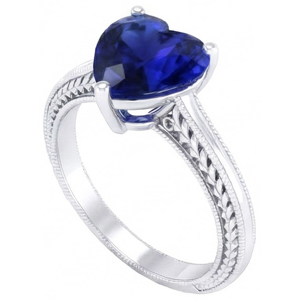 natural heart sapphire 3ct ring front view