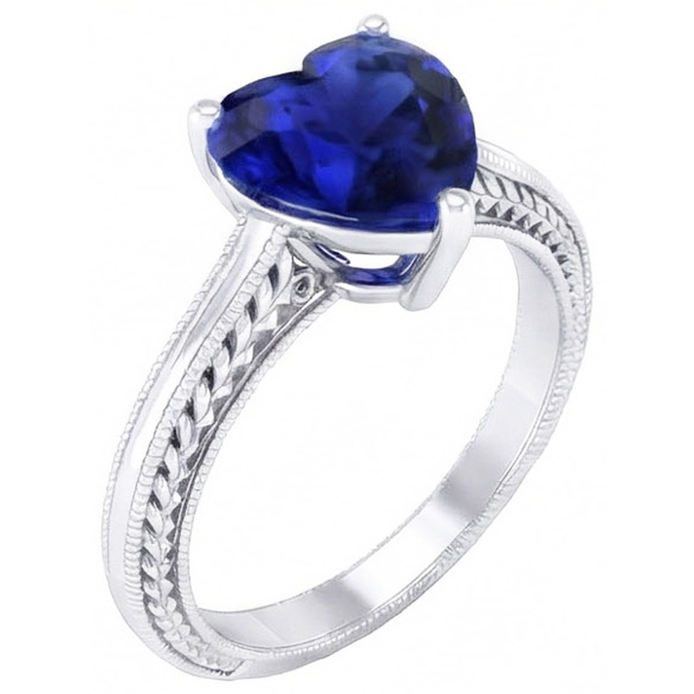 natural heart sapphire 3ct ring side angle