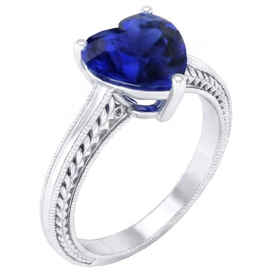 natural heart sapphire 3ct ring side angle