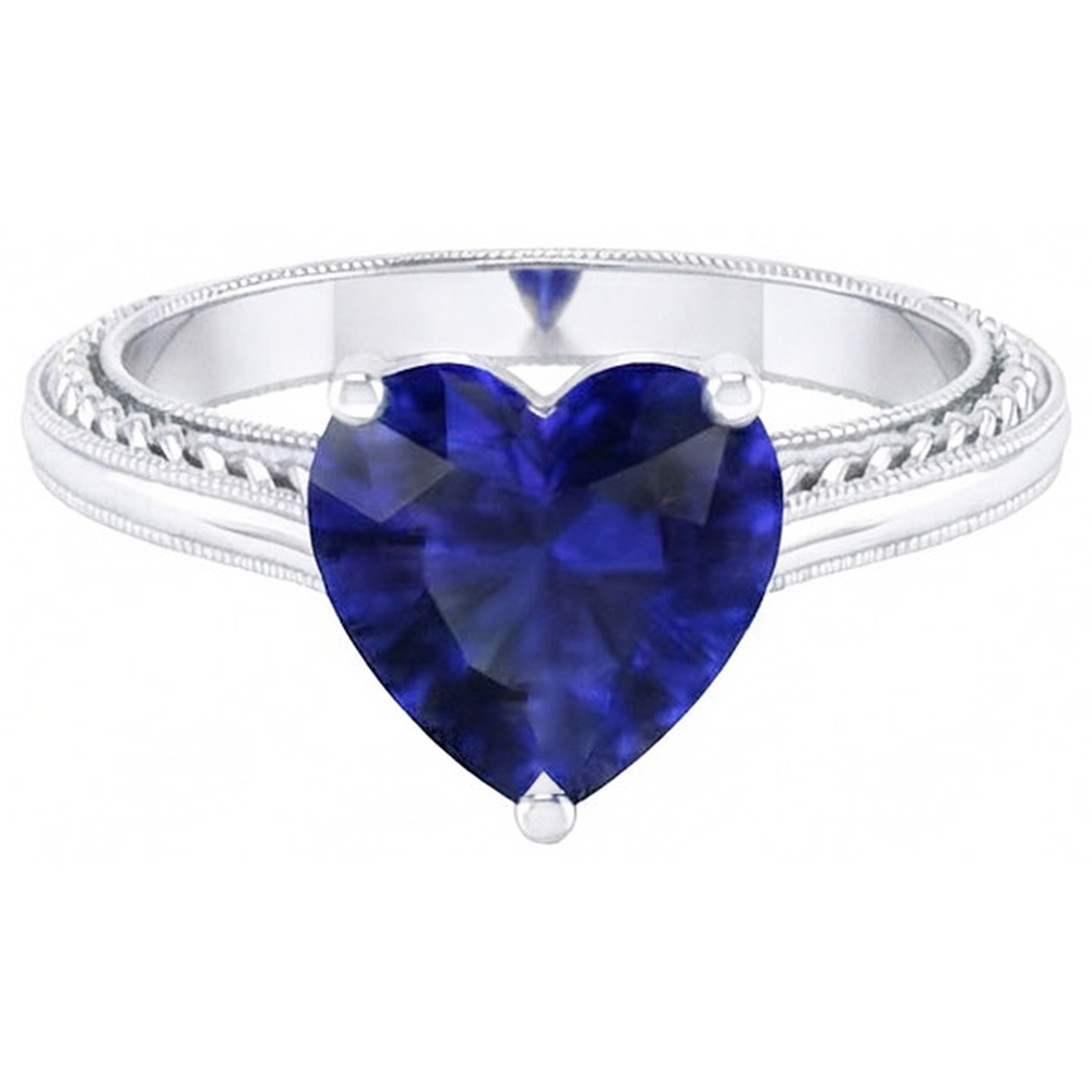 natural heart sapphire 3ct ring top view