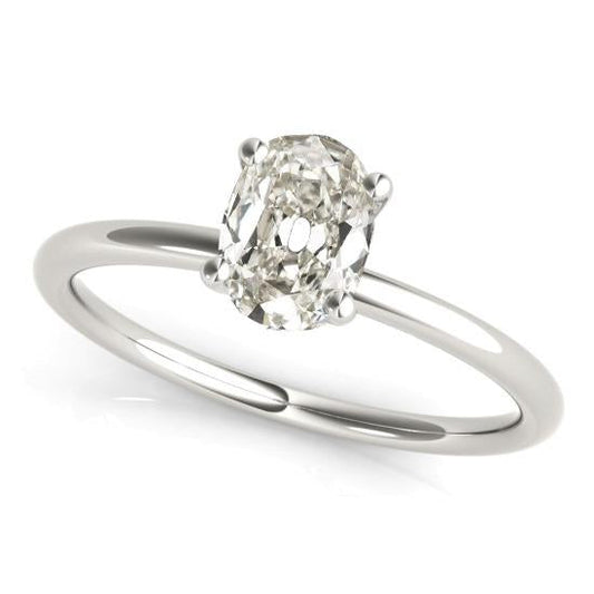 3 Carats Solitaire Oval Old Mine Cut Natural Diamond 3 Carats 14K Gold