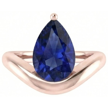 natural pear sapphire 3ct ring side angle