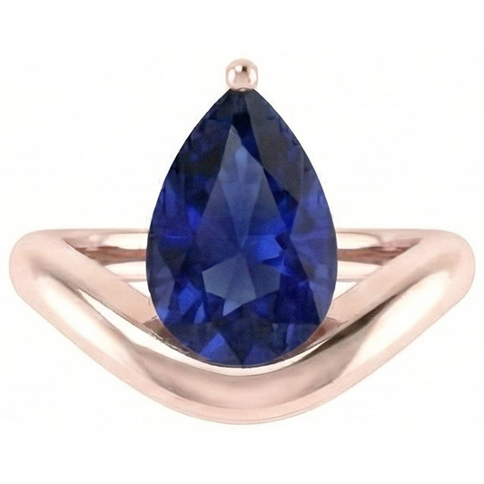 natural pear sapphire 3ct ring side angle