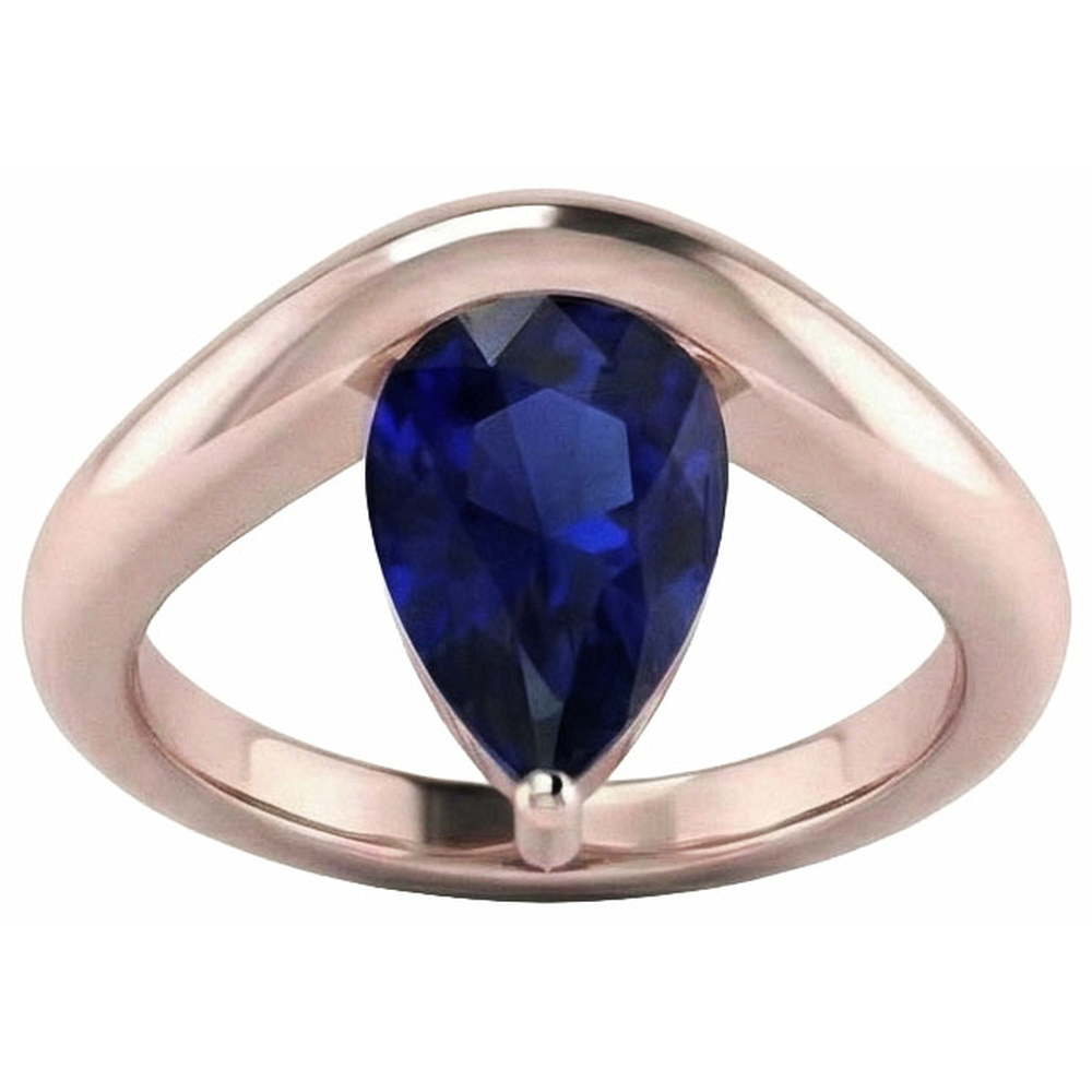 natural pear sapphire 3ct ring close up detail