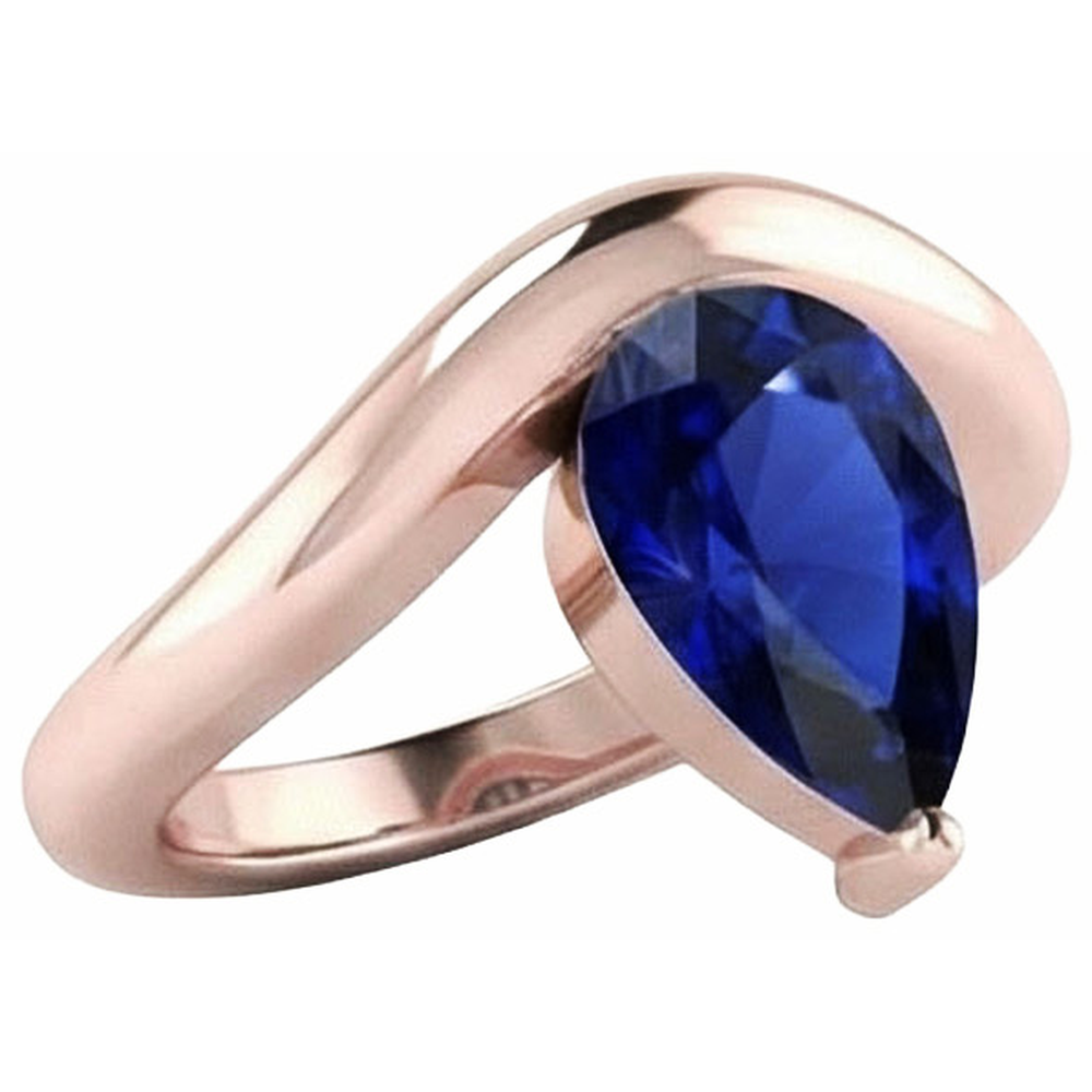 natural pear sapphire 3ct ring top view