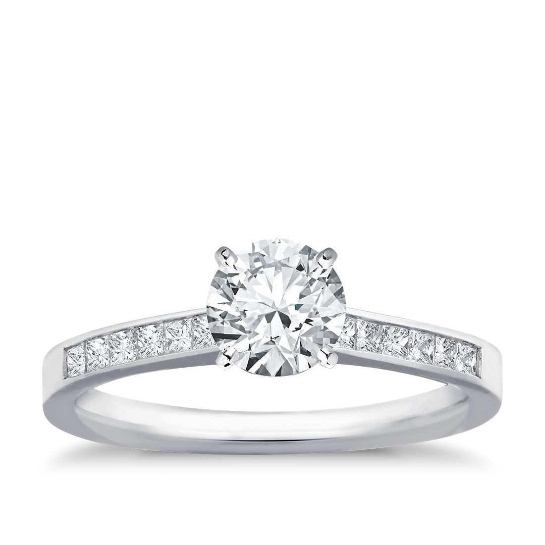 3 Carats Sparkling Real Diamond Ring With Accents 14K White Gold