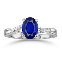 3 Carats Sri Lanka Blue Sapphire Natural Earth Mined Diamond Wedding Ring White Gold 14K