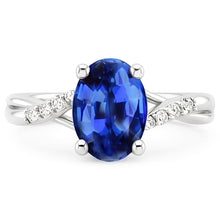 3 Carats Sri Lanka Blue Sapphire Natural Earth Mined Diamond Wedding Ring White Gold 14K