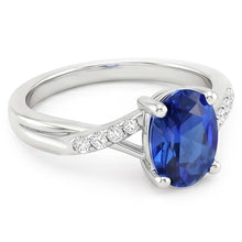 3 Carats Sri Lanka Blue Sapphire Natural Earth Mined Diamond Wedding Ring White Gold 14K