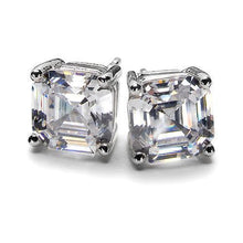 3 Carats Studs Real Diamond Women Earring White Gold Asscher Diamond
