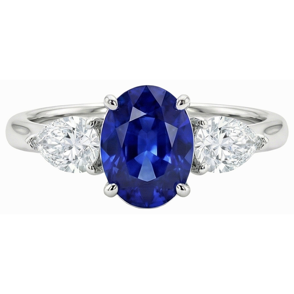 natural oval sapphire 3ct ring side angle