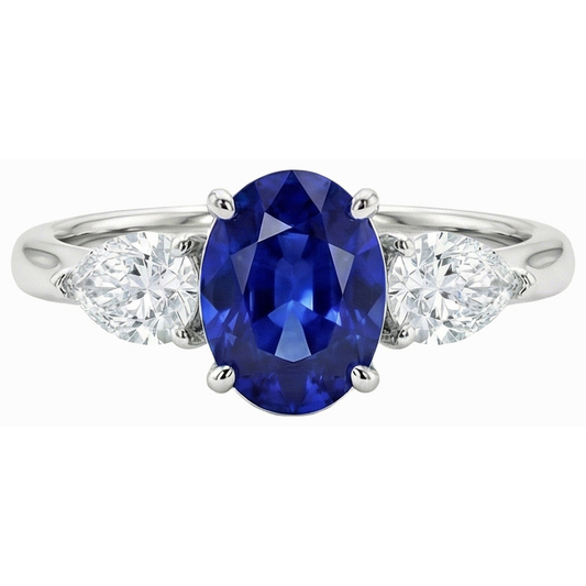 natural oval sapphire 3ct ring side angle