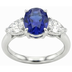 Natural Sapphire Ring 3ct - White Gold 14K