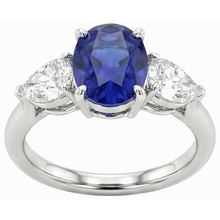 natural oval sapphire 3ct ring front view