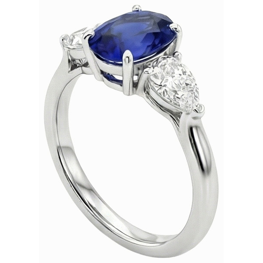natural oval sapphire 3ct ring top view