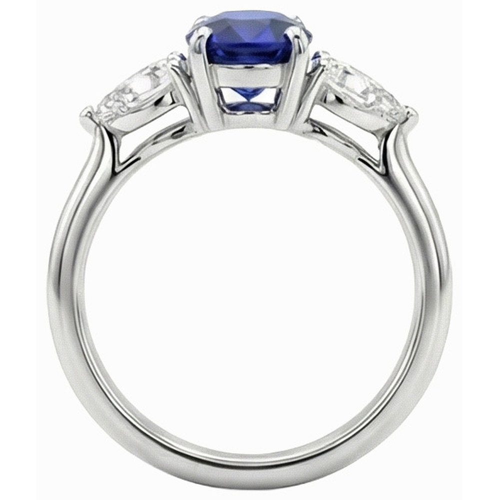 natural oval sapphire 3ct ring profile view