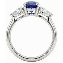 natural oval sapphire 3ct ring profile view