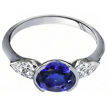 3 Ct 3-Stone Oval Tanzanite Natural Earth Mined DIAMOND ( NOT LAB GROWN ) Ring White Gold 14K