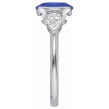 3 Ct 3-Stone Oval Tanzanite Natural Earth Mined DIAMOND ( NOT LAB GROWN ) Ring White Gold 14K