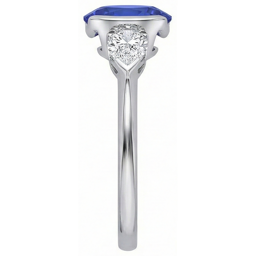 3 Ct 3-Stone Oval Tanzanite Natural Earth Mined DIAMOND ( NOT LAB GROWN ) Ring White Gold 14K