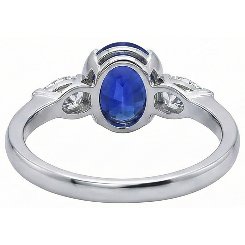 3 Ct 3-Stone Oval Tanzanite Natural Earth Mined DIAMOND ( NOT LAB GROWN ) Ring White Gold 14K