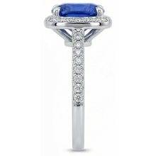 3 Ct Ceylon Sapphire Halo Natural Earth Mined Diamond Wedding Ring Solid White Gold 14K