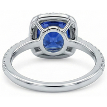 3 Ct Ceylon Sapphire Halo Natural Earth Mined Diamond Wedding Ring Solid White Gold 14K