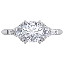 3 Ct Cushion Cut Half Moons Baguette Natural Earth Mined Diamond Ring Excellent Cut 14K