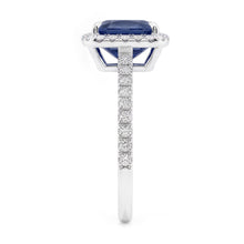 3 Ct Cushion Sri Lanka Blue Sapphire And Halo Natural Earth Mined Diamond Ring