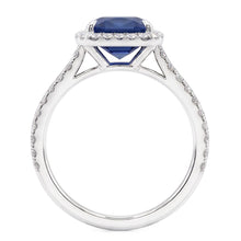 3 Ct Cushion Sri Lanka Blue Sapphire And Halo Natural Earth Mined Diamond Ring