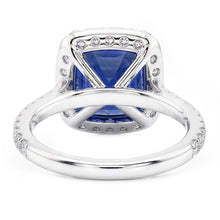 3 Ct Cushion Sri Lanka Blue Sapphire And Halo Natural Earth Mined Diamond Ring
