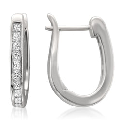 3 Ct Genuine Princess Cut Diamond Hoop Earring 14K White Gold