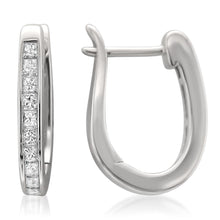 3 Ct Genuine Princess Cut Diamond Hoop Earring 14K White Gold
