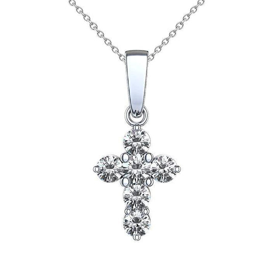 3 Ct Gorgeous Round Brilliant Cut Natural Diamonds Cross Pendant Necklace
