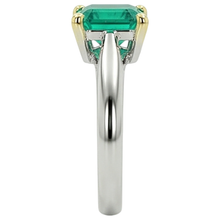 Colombian Emerald Colored Stone Ring 3-ct 14K Two Tone Gold – top view
