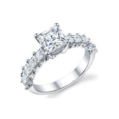 3 Ct Natural Diamond Princess Cut Sparkling Engagement Ring White Gold