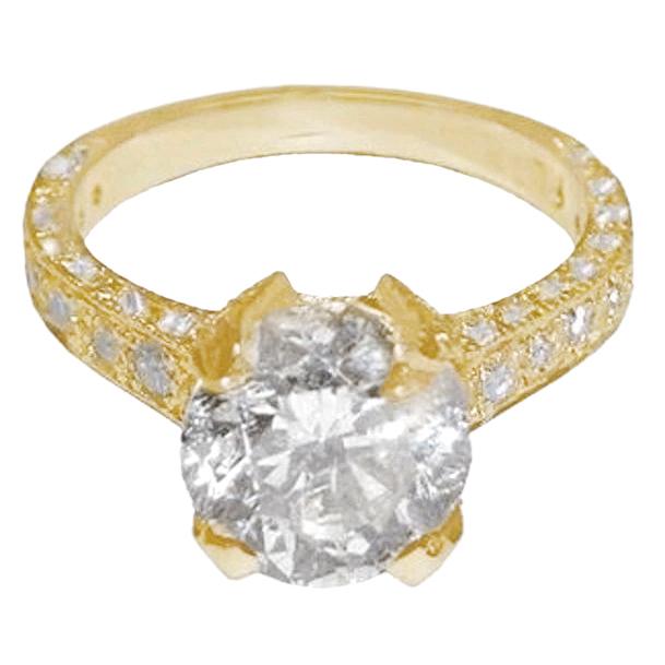 3 Ct Natural Gorgeous Diamond Anniversary Ring Yellow Gold