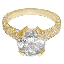 3 Ct Natural Gorgeous Diamond Anniversary Ring Yellow Gold