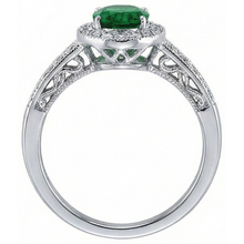 3 Ct Oval Cut Green Emerald With Natural Earth Mined Diamond Ring White Gold 14K