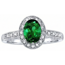 3 Ct Oval Cut Green Emerald With Natural Earth Mined Diamond Ring White Gold 14K
