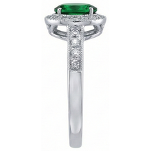 3 Ct Oval Cut Green Emerald With Natural Earth Mined Diamond Ring White Gold 14K
