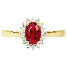 3 Ct Oval Cut Red Ruby And Round Natural Earth Mined Diamond Ring Yellow Gold Jewellery